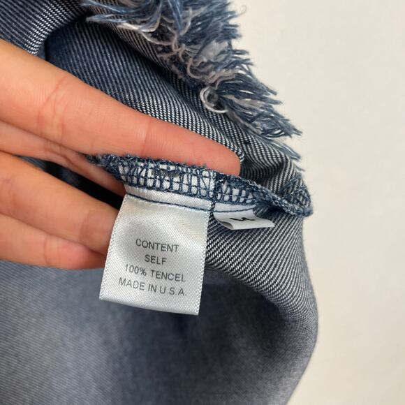 Maven West – Frayed Denim Tank Top Blouse with Fringe Hem - Picture 9 of 9